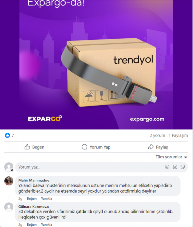 “Expargo”dan şikayətlər artır: “Sifarişləri qəsdən itirib, özlərinə götürürlər” - FOTO “Expargo”dan şikayətlər artır: “Sifarişləri qəsdən itirib, özlərinə götürürlər” - FOTO