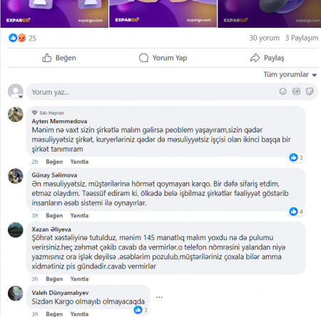 “Expargo”dan şikayətlər artır: “Sifarişləri qəsdən itirib, özlərinə götürürlər” - FOTO “Expargo”dan şikayətlər artır: “Sifarişləri qəsdən itirib, özlərinə götürürlər” - FOTO