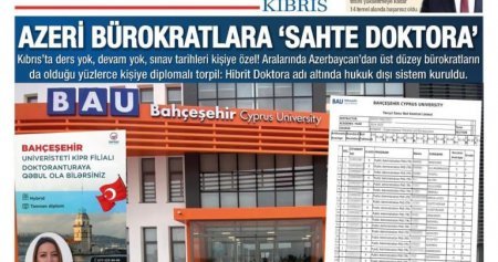 Şimali Kipr mediasından ŞOK İDDİA: “Azərbaycanlı məmurlara saxta doktorantura diplomları verilir”